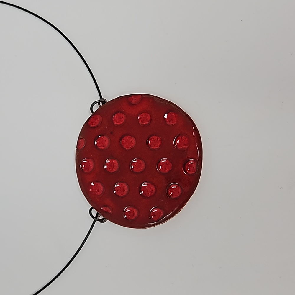 Glazed Terra Cotta Circle Pendant Necklace - Picture 5 of 8